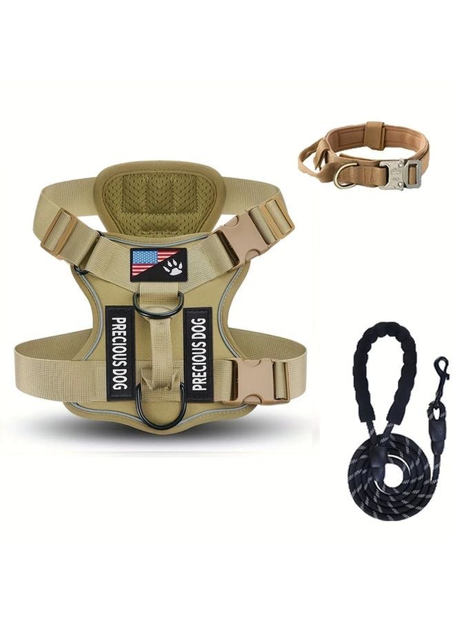 Patriotic Dog Tactical Harness Set Adjustable Straps Black Leash Size M - Image 1